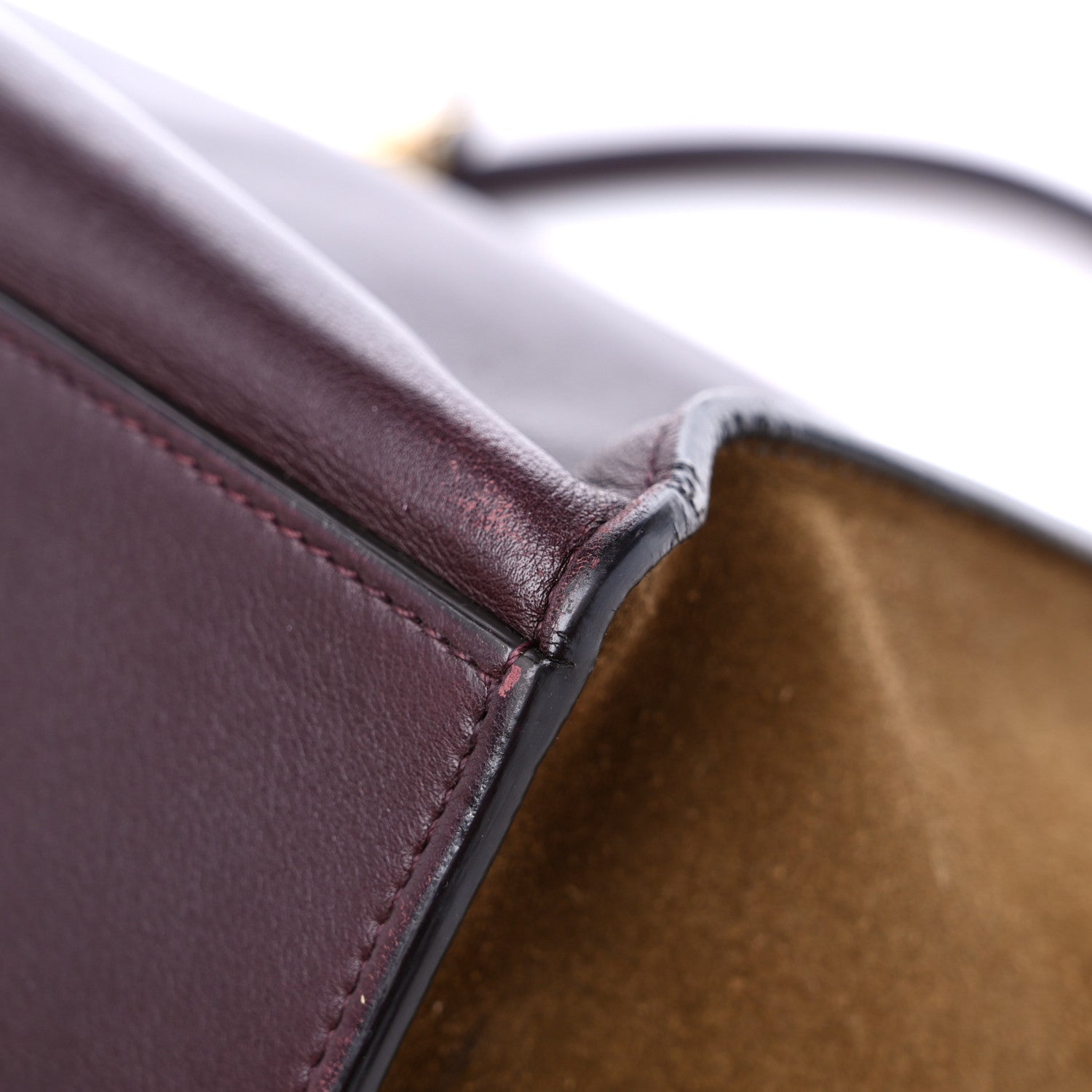 Celine Calfskin Suede Tri-Color Medium Trapeze Burgundy 10 of 15