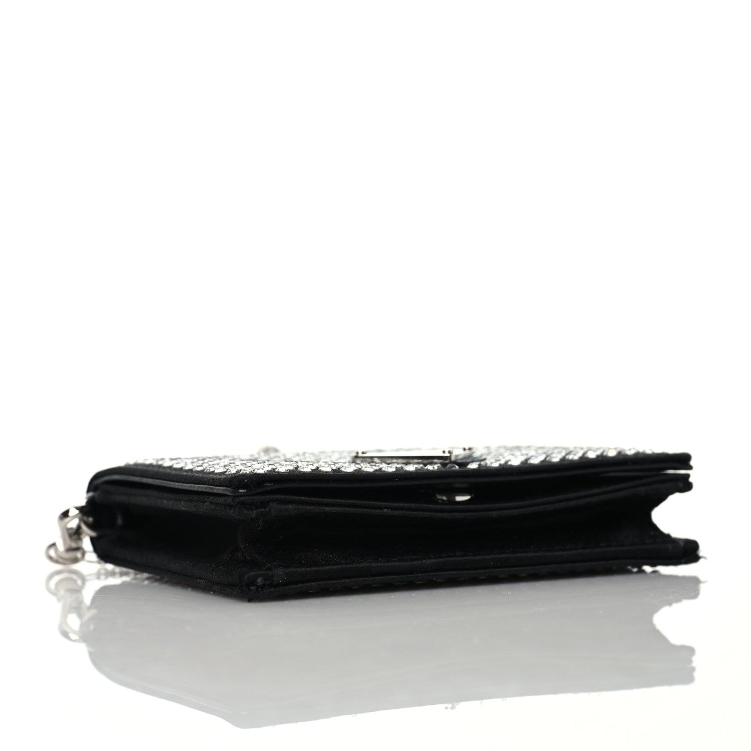 Prada Satin Crystal Metal Triangle Logo Card Holder With Strap Cristal 4 of 7