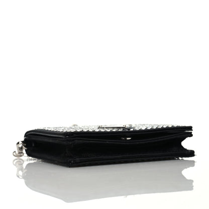 Prada Satin Crystal Metal Triangle Logo Card Holder With Strap Cristal 4 of 7