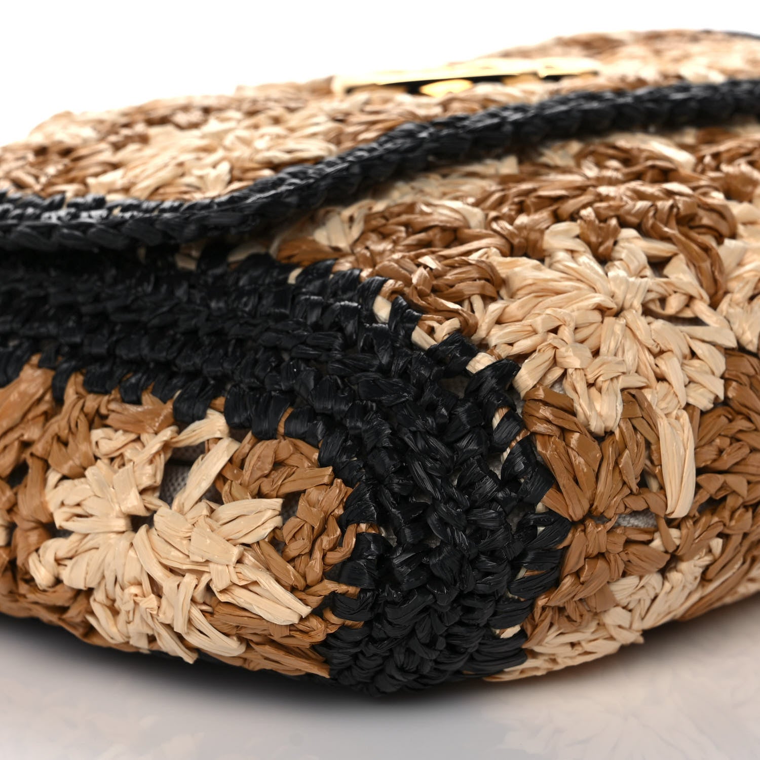 Gucci Raffia Azalea Calfskin Crochet Flower Small GG Marmont Shoulder Bag Natural Ecru Black 9 of 11