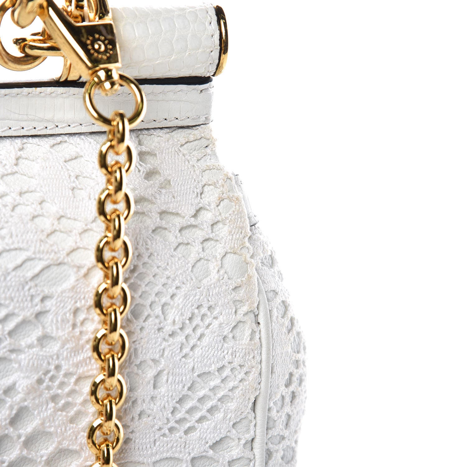 Dolce & Gabbana Calfskin Lace Small Miss Sicily Satchel White 12 of 12