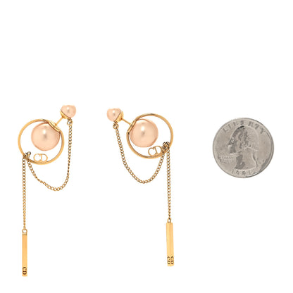 Christian Dior Pearl Tribales Dangle Chain Earrings Pink Gold 2 of 5