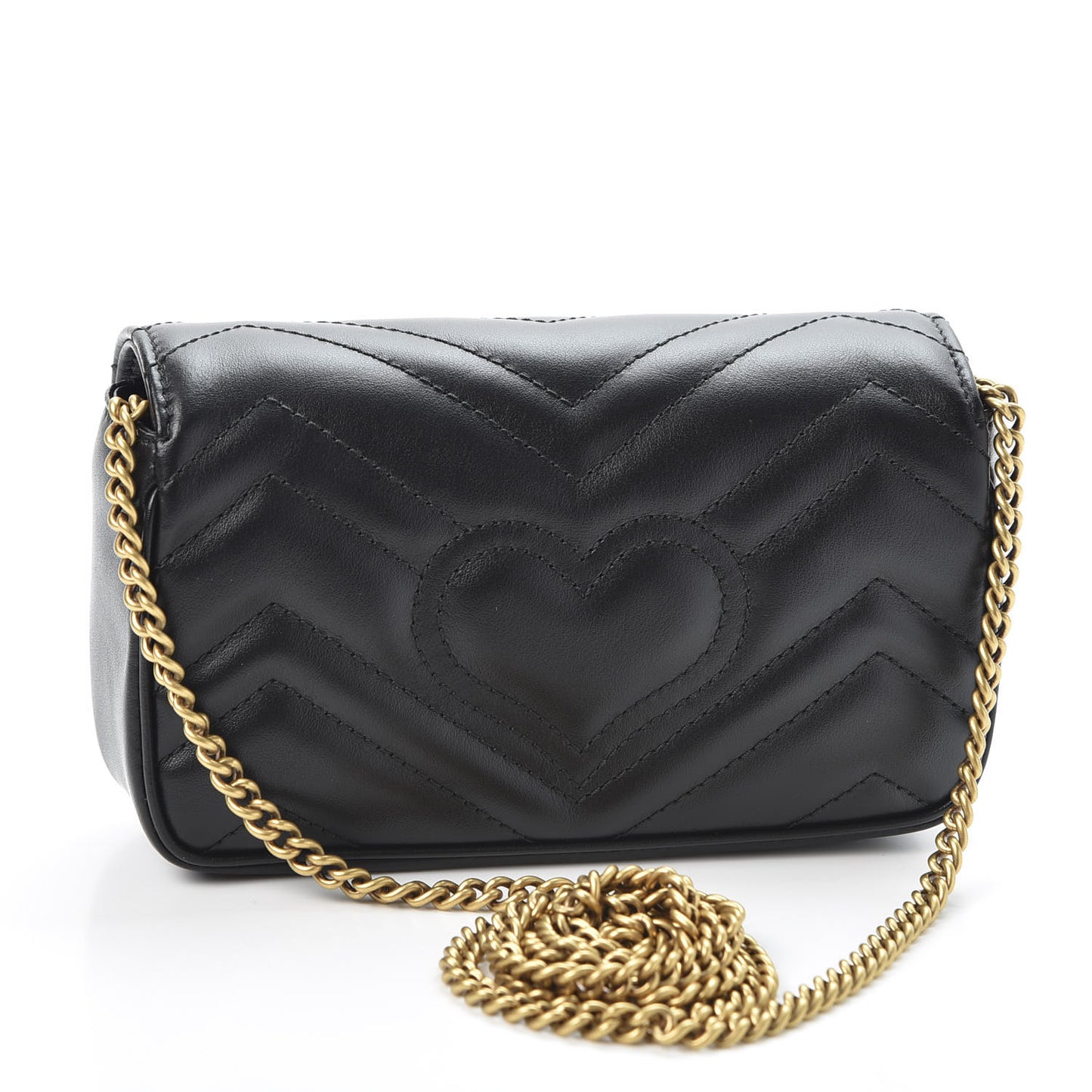 Calfskin Matelasse Super Mini GG Marmont Shoulder Bag Black