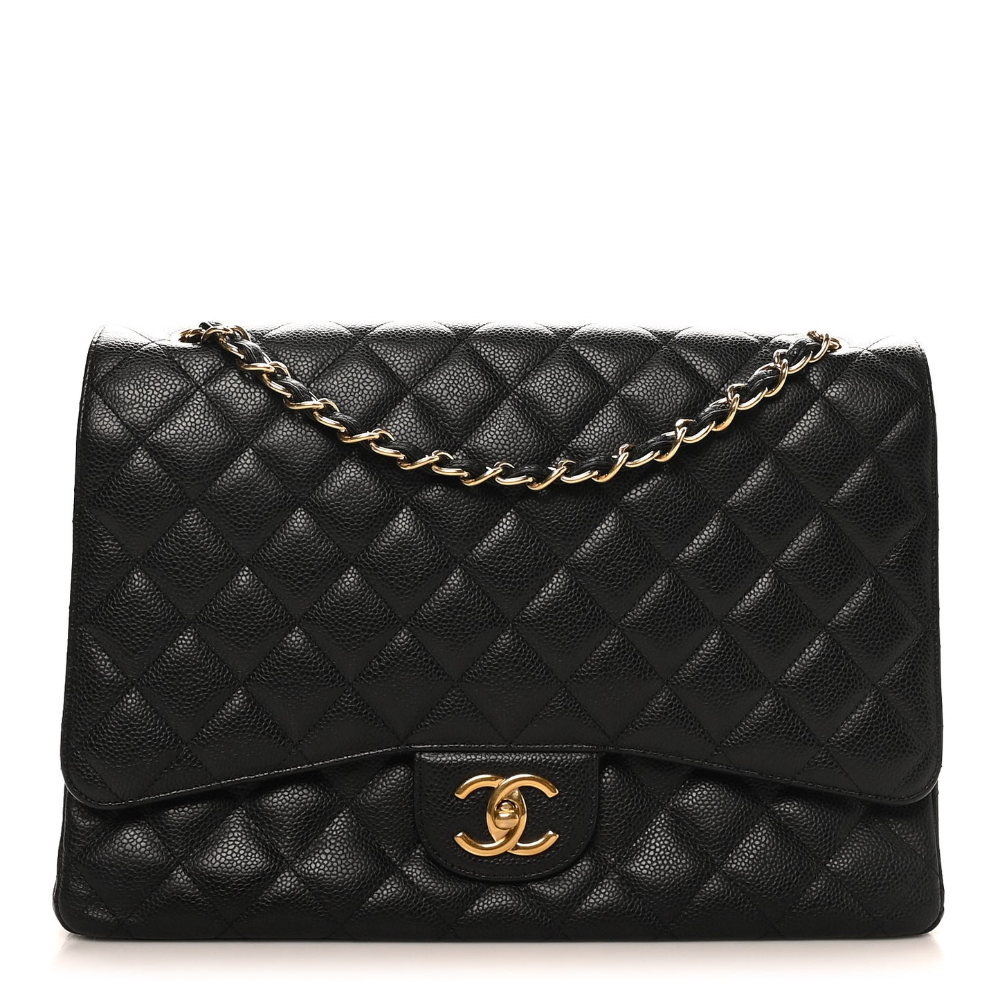 Caviar Quilted Maxi Double Flap Black