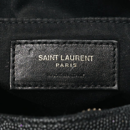 Saint Laurent Grain De Poudre Matelasse Chevron Quilted Round Vinyle Camera Bag Black 6 of 10