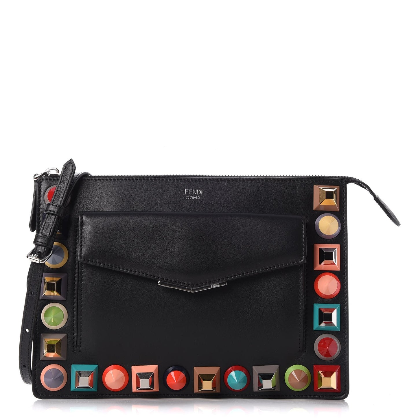Vitello Dolce Studded Mini 2Jours Pouch Black Multicolor