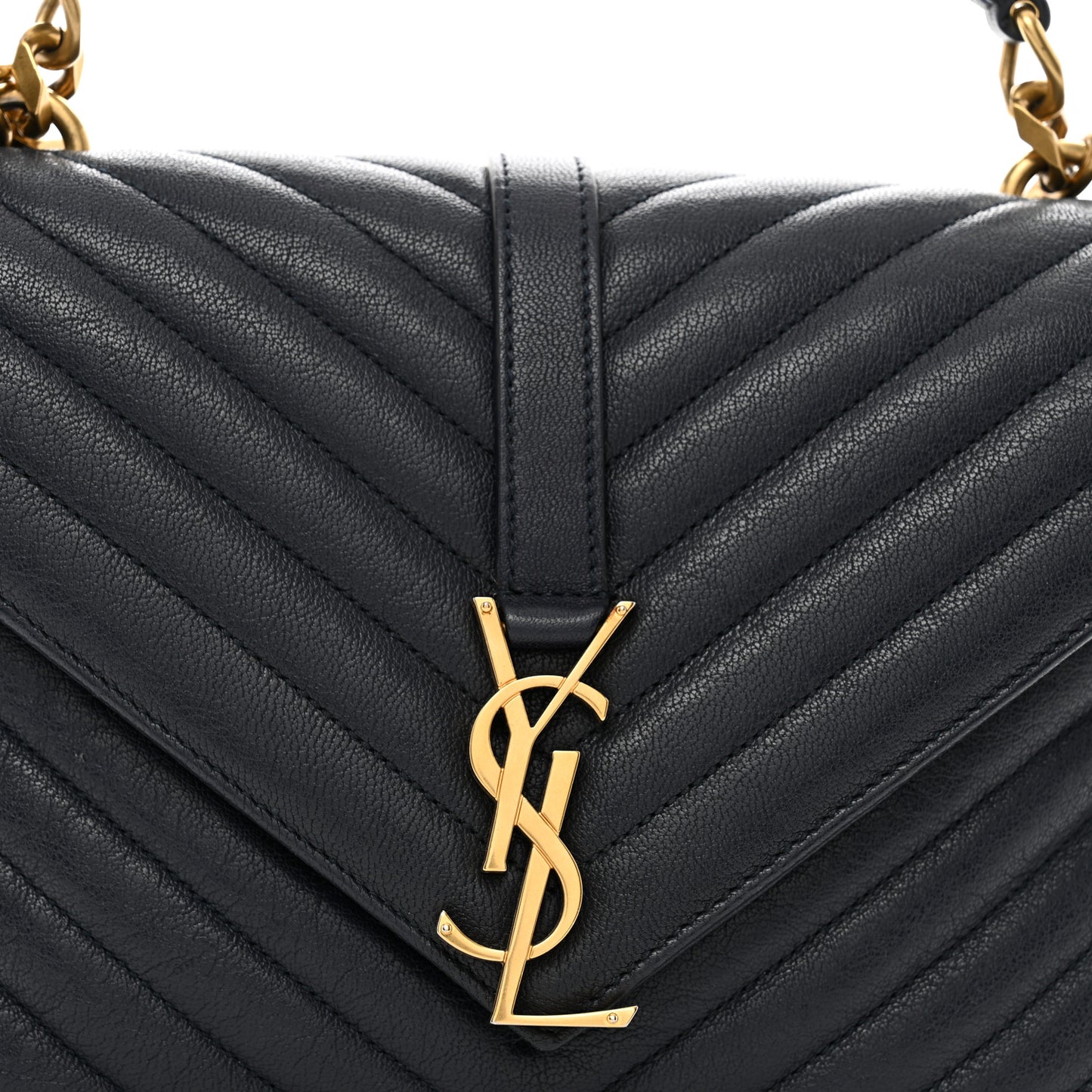 Sheepskin Matelasse Chevron Monogram Medium College Bag Deep Marine