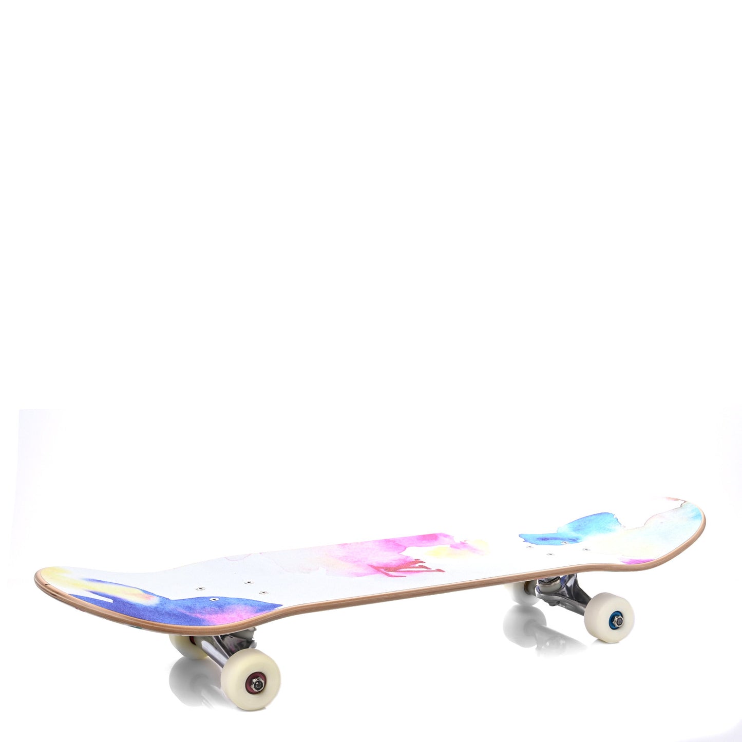 Monogram Watercolor Wood Skateboard Multicolor