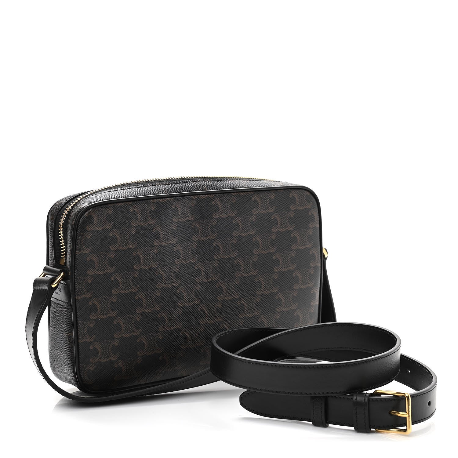 Celine Triomphe Canvas Medium Messenger Bag Black 4 of 11