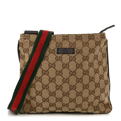 Gucci Monogram Web Small Flat Messenger Bag Brown 1 of 14