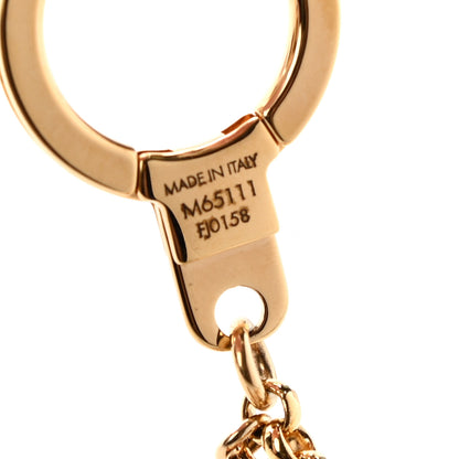 Louis Vuitton Brass Enamel Fleur De Monogram Bag Charm Chain Gold 4 of 5