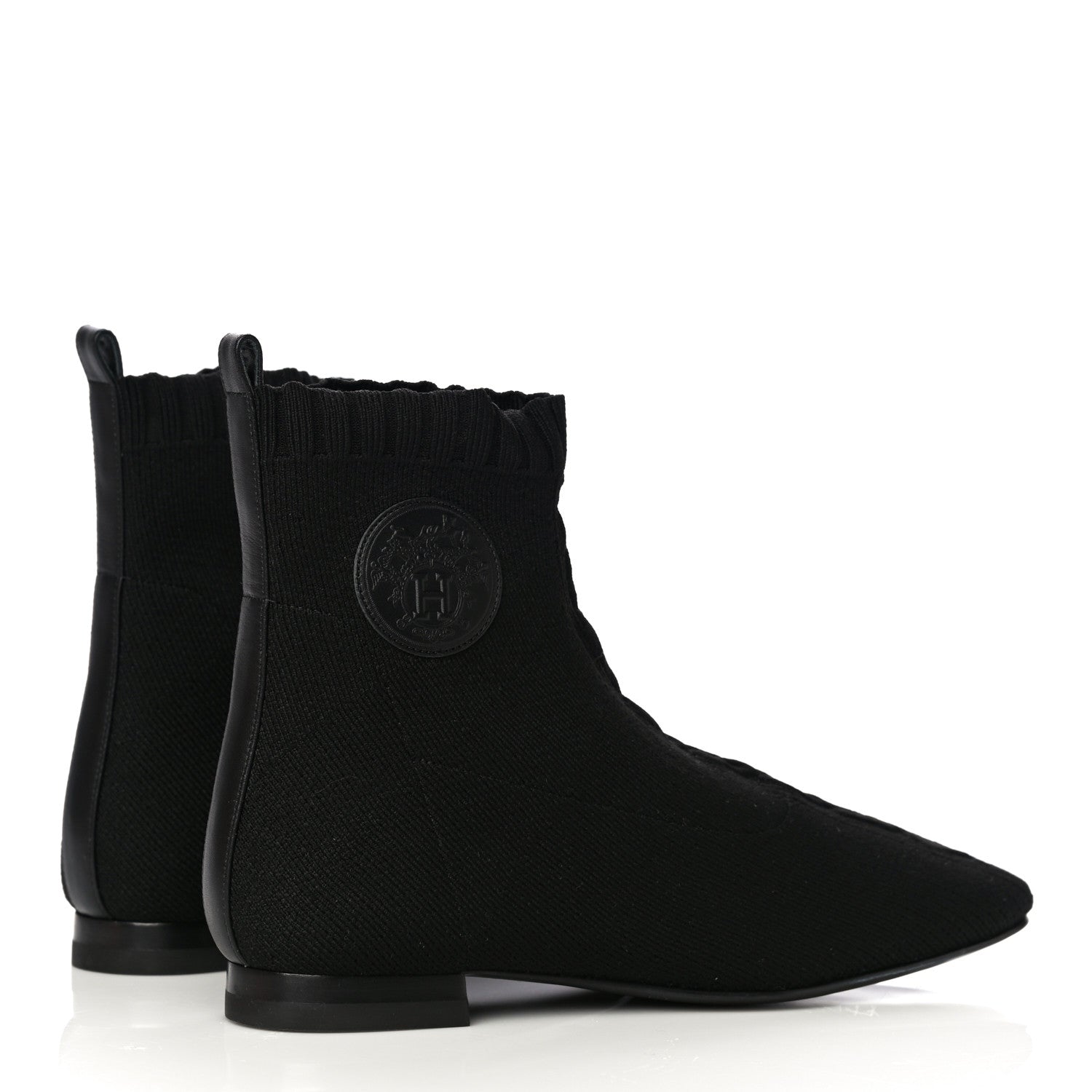 Hermes Knit Calfskin Duo Ankle Boots 35.5 Black 3 of 11