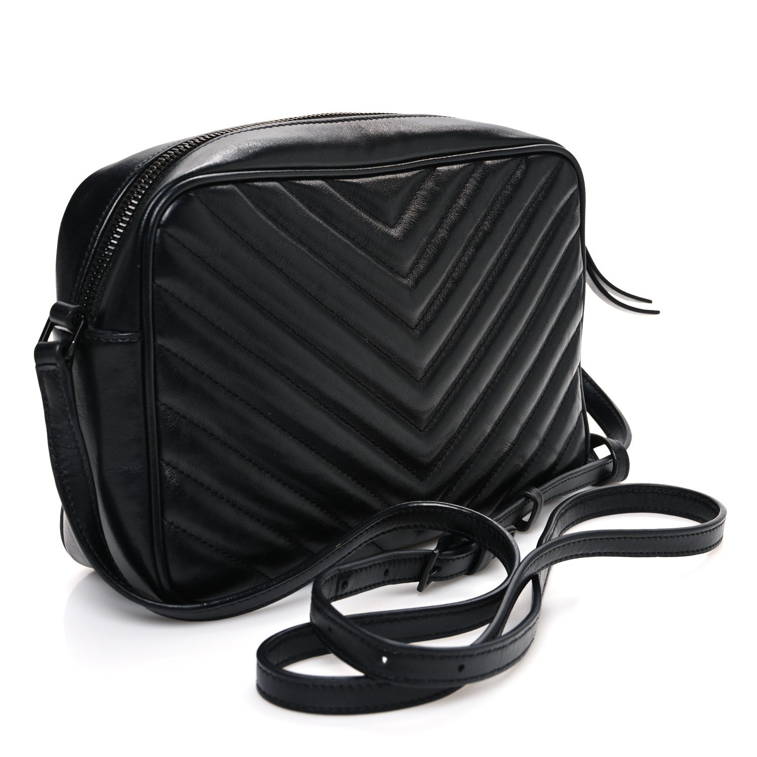 Saint Laurent Calfskin Matelasse Monogram Monochrome Lou Camera Bag Black 3 of 12