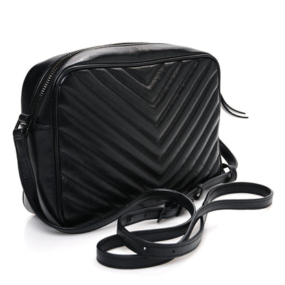 Saint Laurent Calfskin Matelasse Monogram Monochrome Lou Camera Bag Black 3 of 12