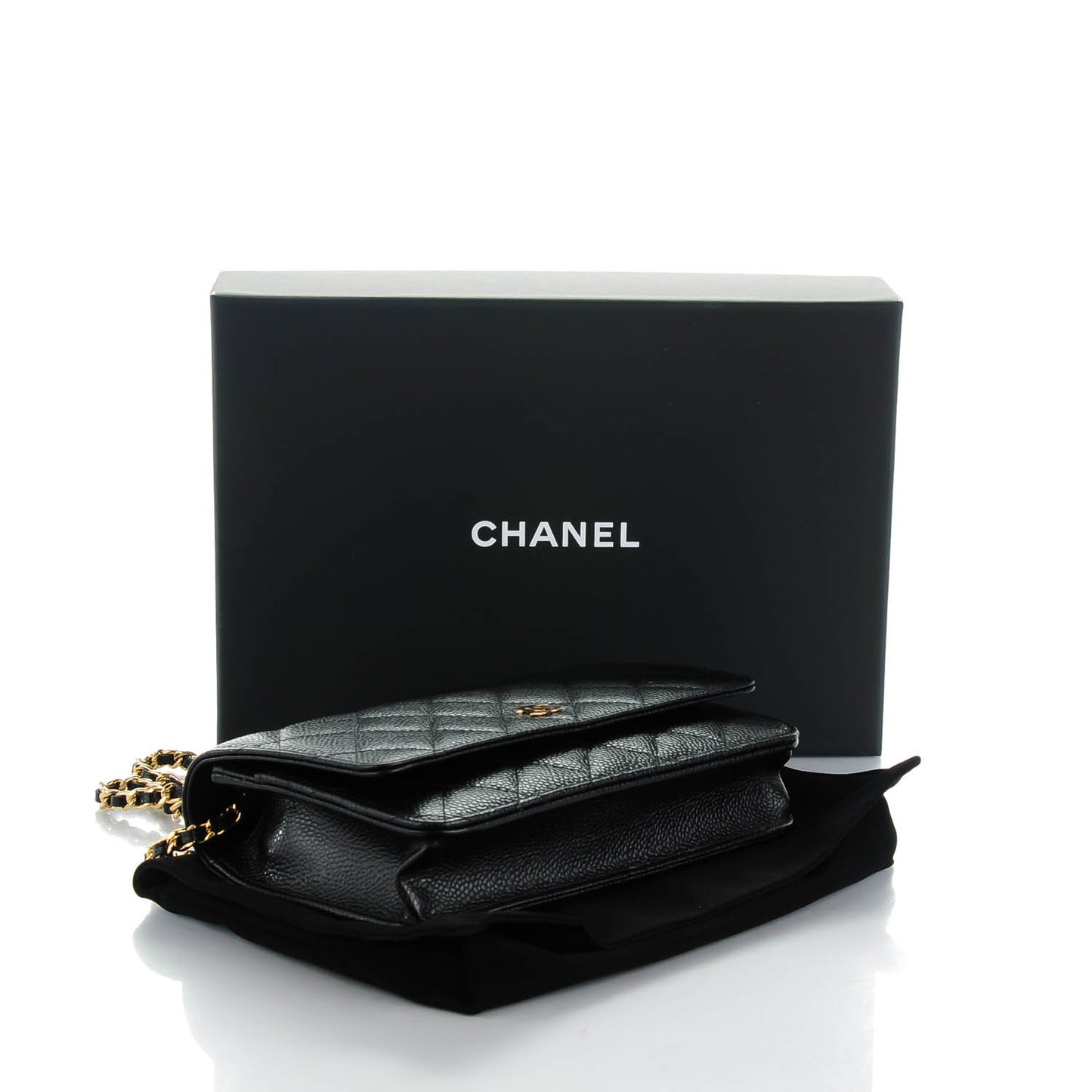 Caviar Quilted Wallet On Chain WOC Black