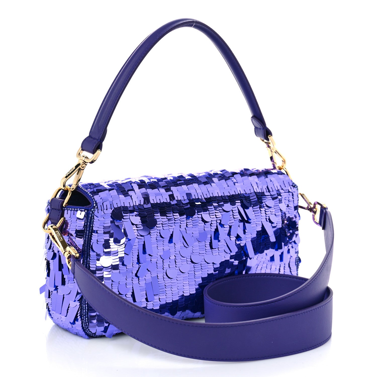 Fendi Sequin Paillettes Vitello Grace Sex and the City Baguette Viola Purple Rain 3 of 8