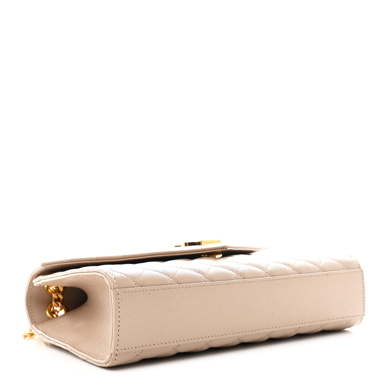 Saint Laurent Grain De Poudre Textured Mixed Matelasse Medium Triquilt Monogram Satchel Dark Beige 4 of 10