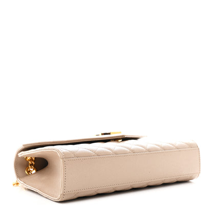 Saint Laurent Grain De Poudre Textured Mixed Matelasse Medium Triquilt Monogram Satchel Dark Beige 4 of 10
