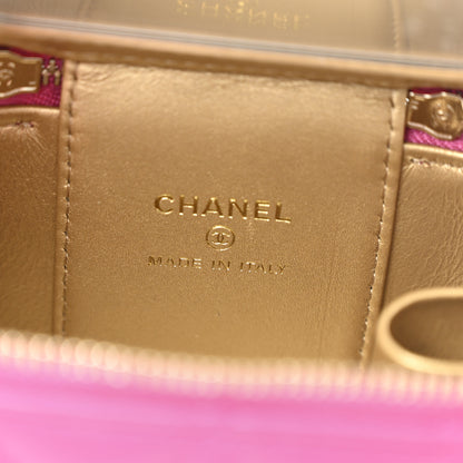 Chanel Lambskin Quilted Pearl Crush Mini Vanity Case With Chain Pink 5 of 10