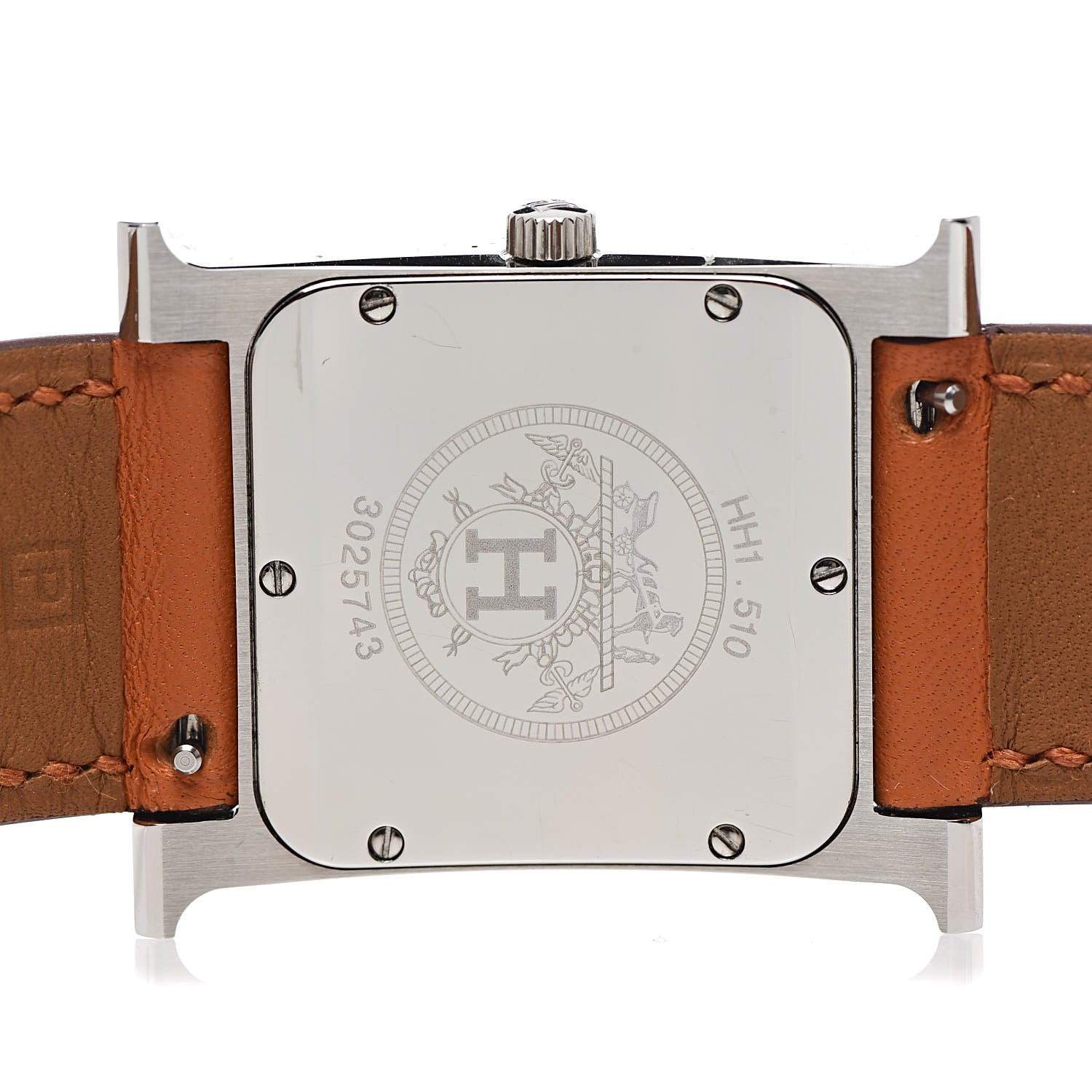 Hermes Stainless Steel Swift 26mm Heure H Hour Quartz Watch Orange 6 of 8