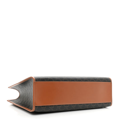 Celine Triomphe Canvas Calfskin Horizontal Cabas Tan 4 of 13