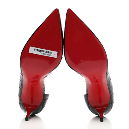 Christian Louboutin Crocodile Embossed Calfskin Iriza 100 Pumps 36 Black 5 of 9