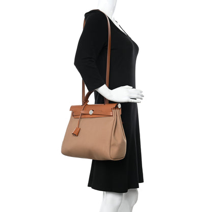 Hermes Military Toile Vache Hunter Herbag Zip Retourne 31 PM Chai Fauve 2 of 12