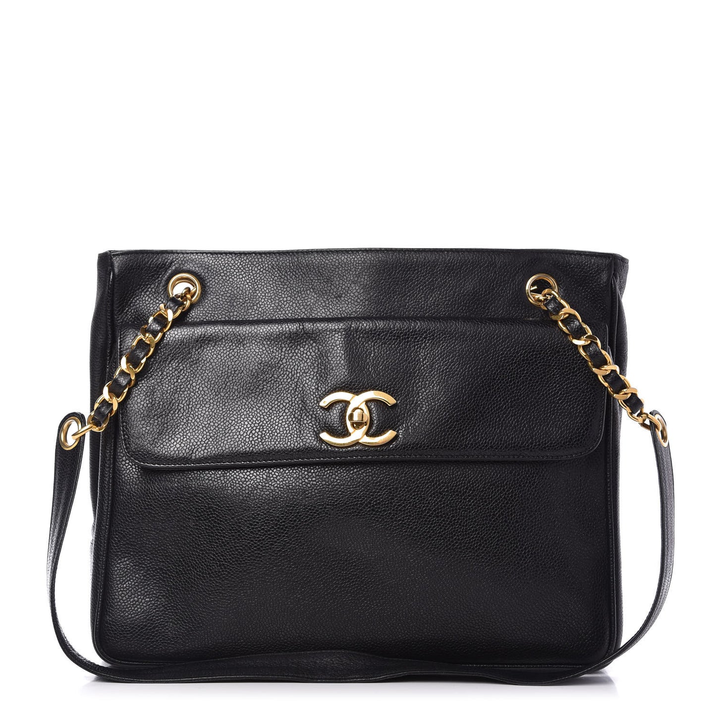 Caviar Flap Shoulder Bag Black