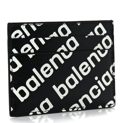 Balenciaga Calfskin Logo Print Cash Card Holder Black 3 of 8