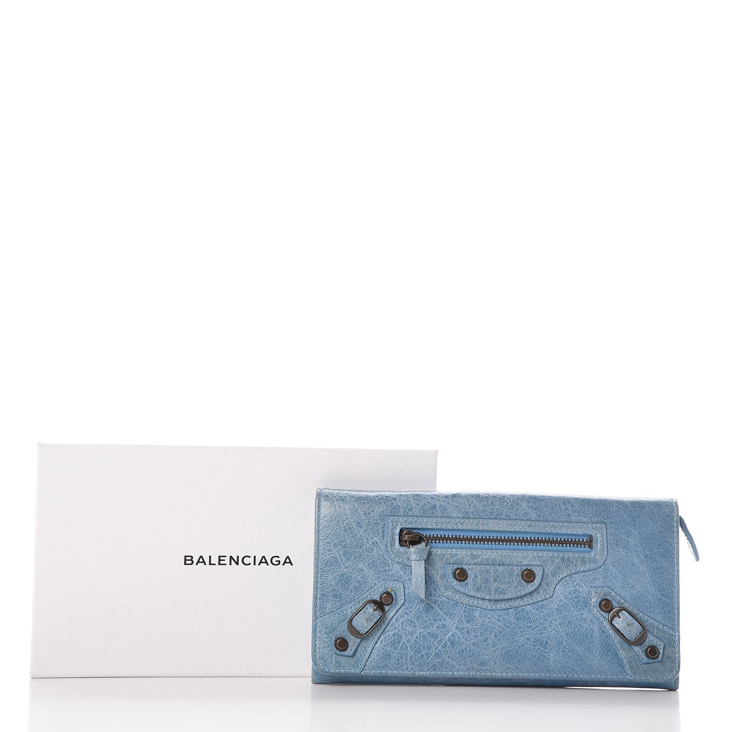 Balenciaga Agneau Classic Hardware Money Wallet Sky Blue 12 of 12