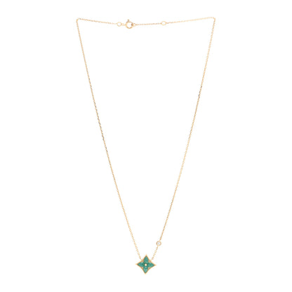 Louis Vuitton 18K Yellow Gold Diamond Amazonite Color Blossom BB Star Pendant Necklace 3 of 6
