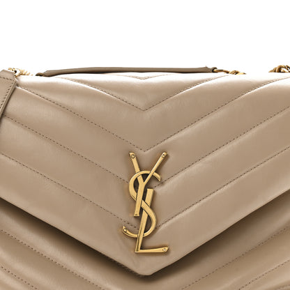 Saint Laurent Calfskin Y Quilted Monogram Medium Loulou Chain Satchel Dark Beige 9 of 18
