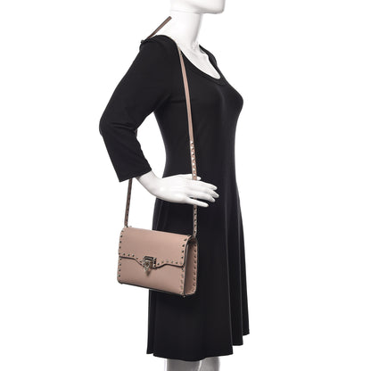 Valentino Garavani Pebbled Calfskin Medium Rockstud Flip Lock Crossbody Bag Poudre 2 of 9