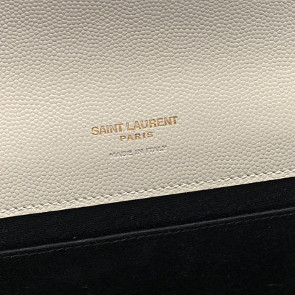 Saint Laurent Grain De Poudre Matelasse Chevron Monogram Envelope Clutch Blanc Vintage 6 of 6