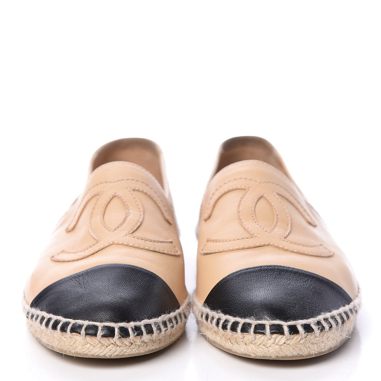 Lambskin CC Espadrilles 38 Beige Black