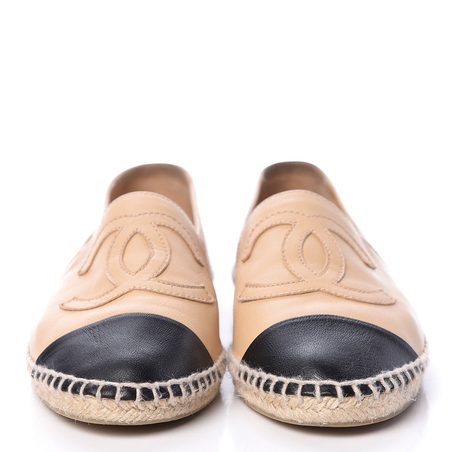 Chanel Lambskin CC Espadrilles 38 Beige Black 2 of 12