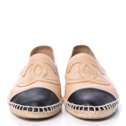 Chanel Lambskin CC Espadrilles 38 Beige Black 2 of 12