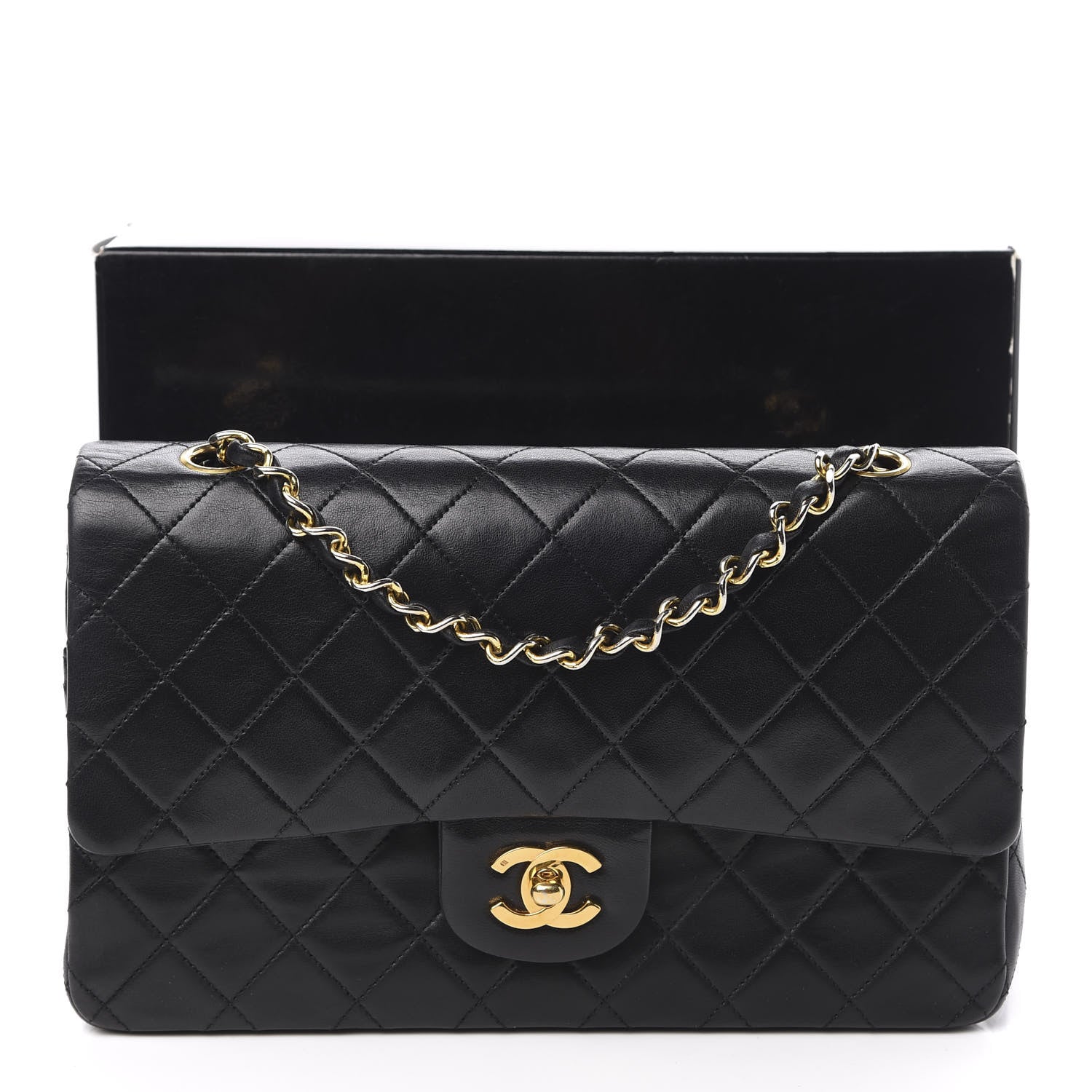Chanel Lambskin Quilted Medium Double Flap Black 13 of 13