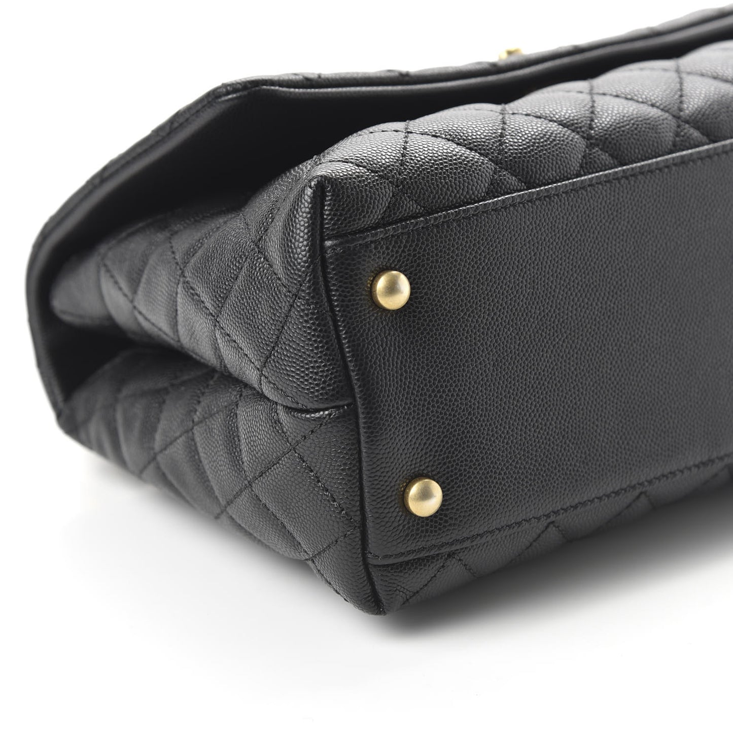 Caviar Lizard Quilted Small Coco Handle Flap Black
