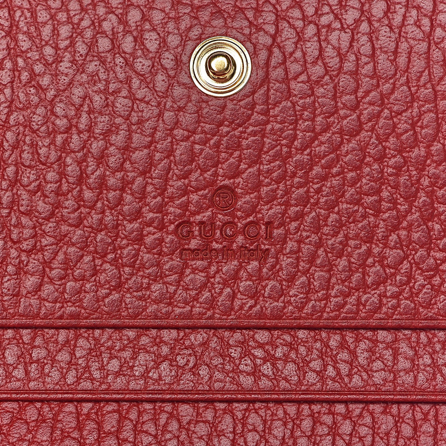 Pebbled Calfskin GG Marmont Card Case Hibiscus Red