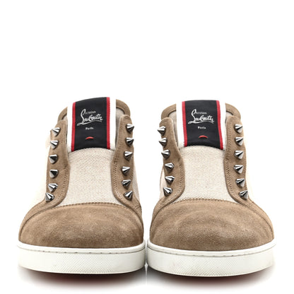 Christian Louboutin Suede Canvas Mens Fique A Vontade Sneakers 45 Beige 3 of 10