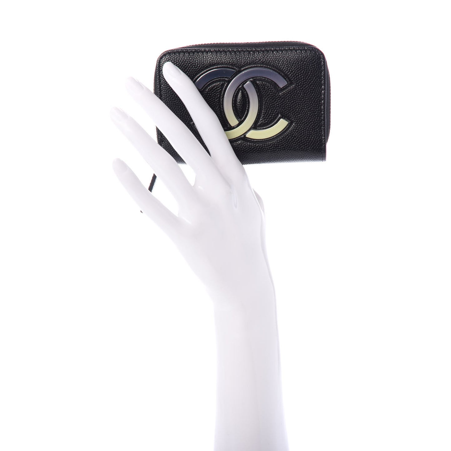 Caviar CC Small Zip Around Coin Purse Black Blue Green