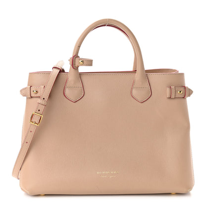 Burberry Grainy Calfskin House Check Medium Banner Tote Beige 1 of 9