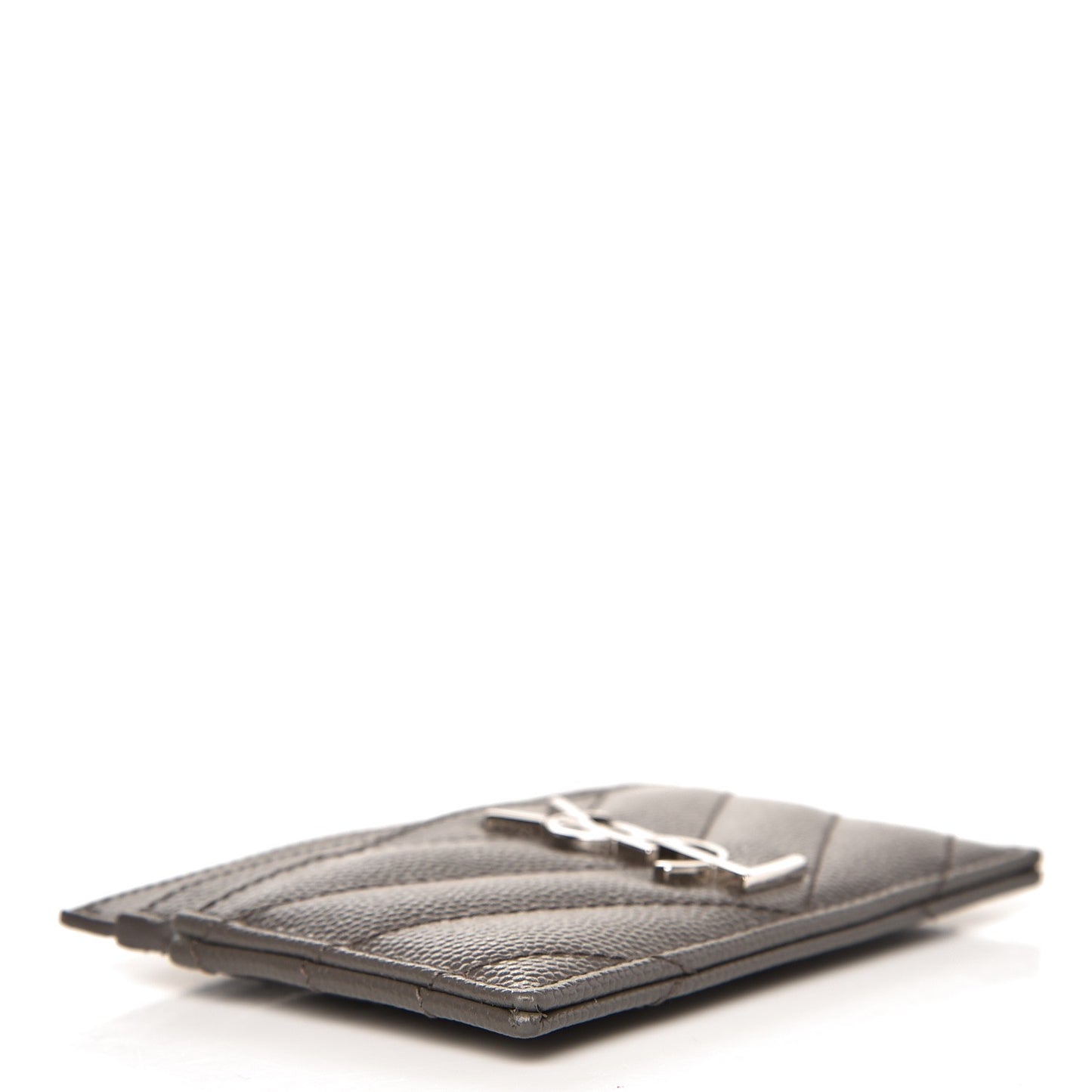 Grain De Poudre Matelasse Chevron Monogram Credit Card Case Earth