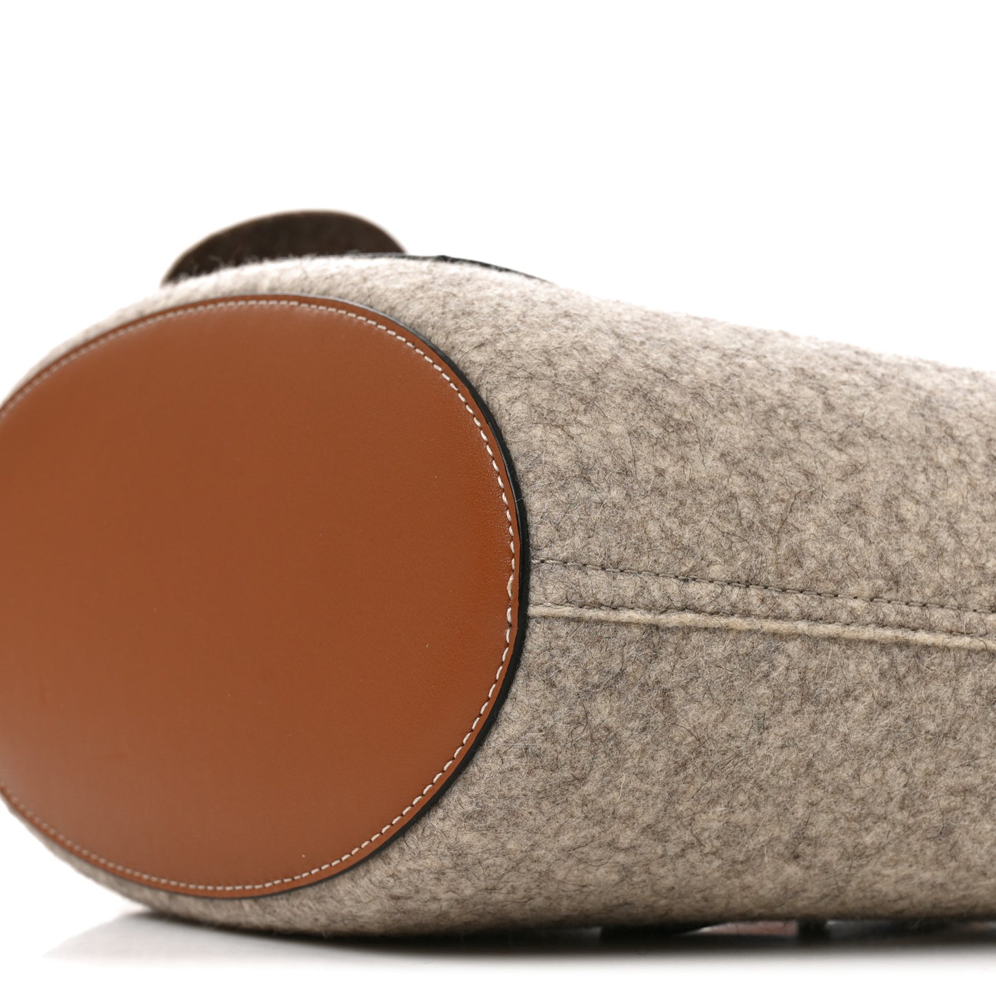 Felt Calfskin Elephant Basket Tote Beige Brown