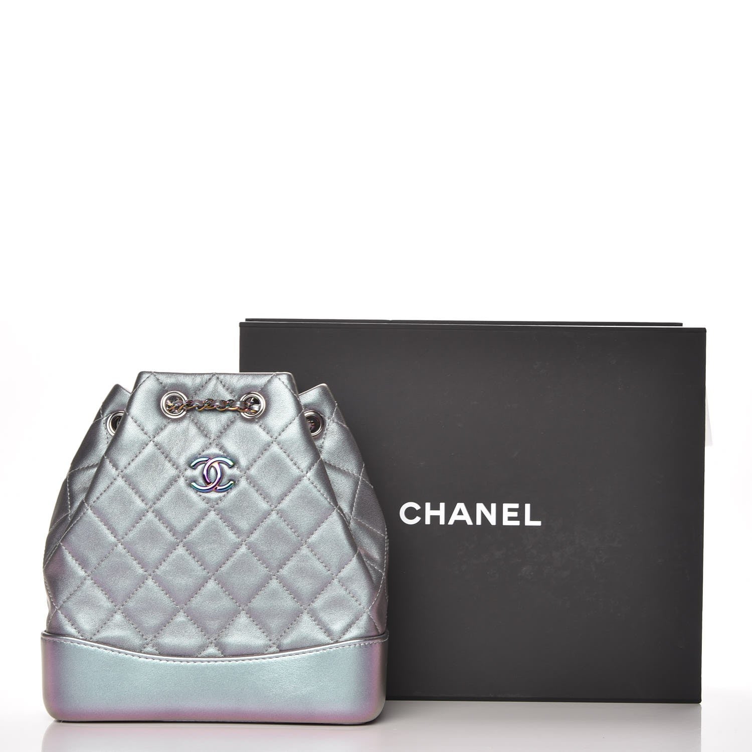 Chanel Iridescent Lambskin Calfskin Quilted Gabrielle Backpack Light Purple 8 of 8