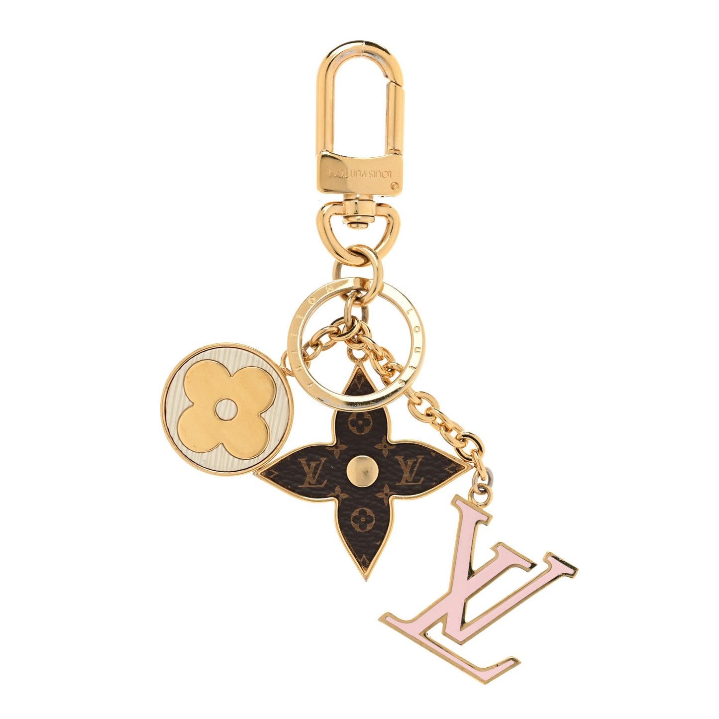 Metal Monogram Epi Spring Street Bag Charm Key Holder Gold
