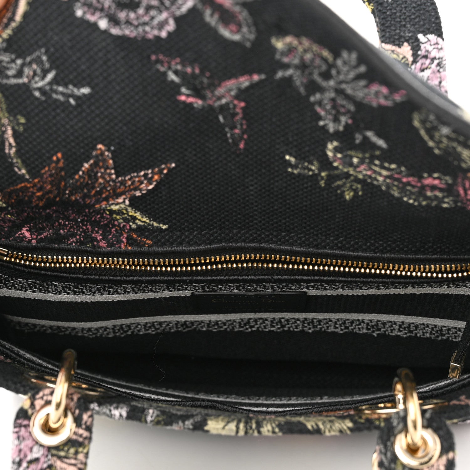 Christian Dior Canvas Embroidered Jardin Botanique Medium Lady D-Lite Black Multicolor 5 of 9