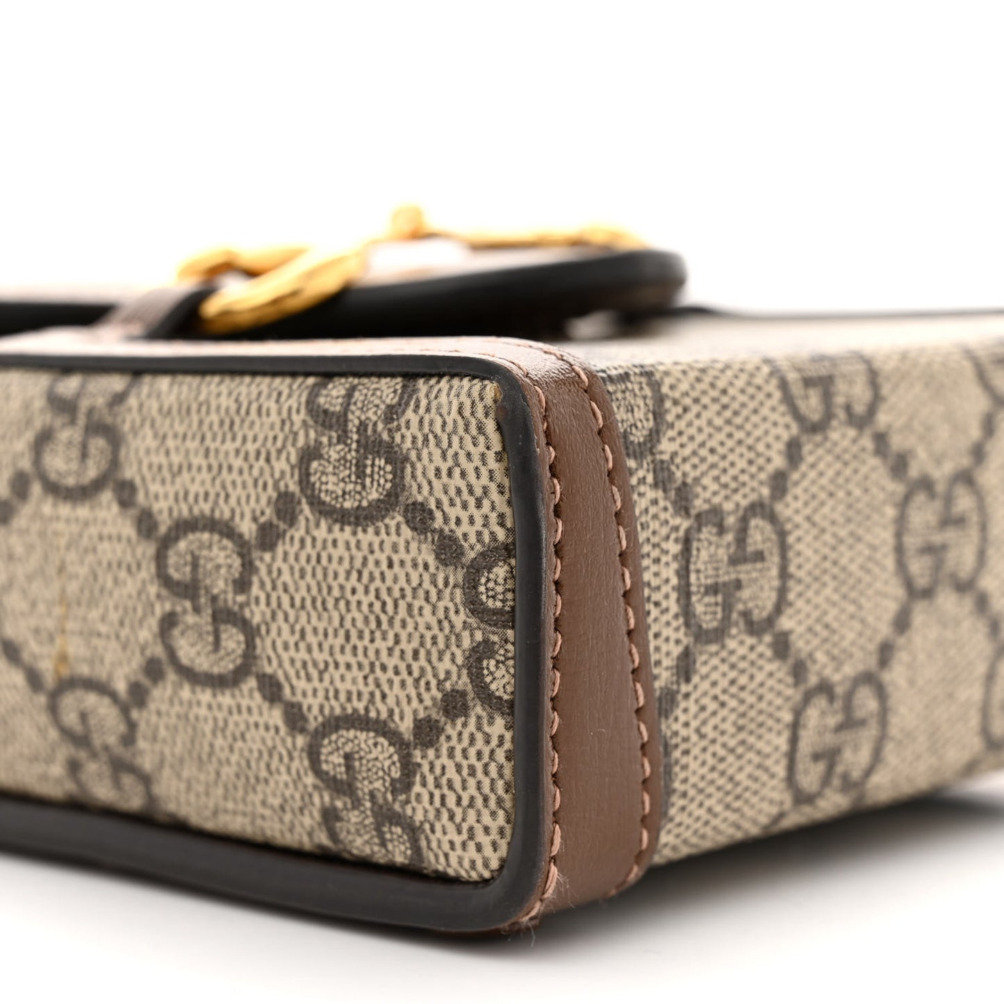 GG Supreme Monogram Mini Horsebit 1955 Crossbody Bag Beige Brown Sugar