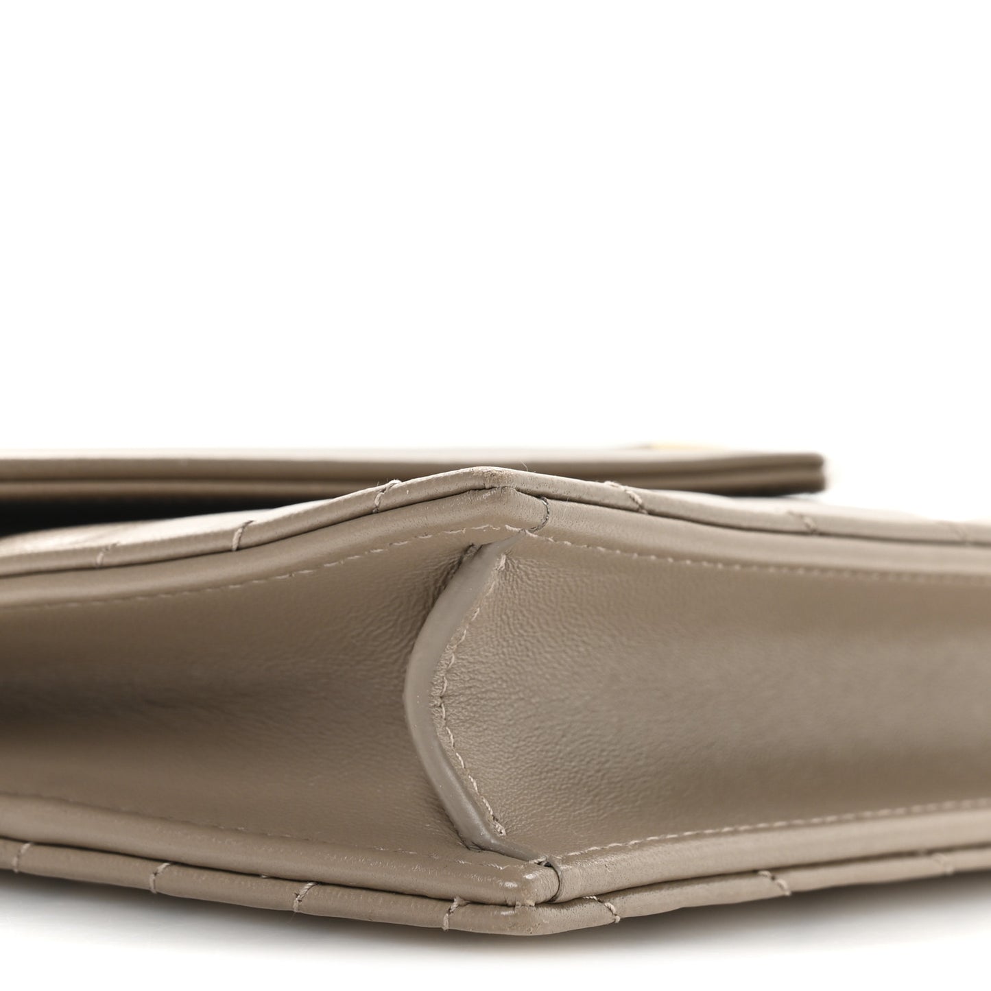 Lambskin Matelasse Chevron Monogram Envelope Chain Wallet Dusty Grey